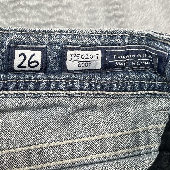 Miss Me Distressed Low Rise Western Bootcut Y2K Size 26 Rhinestone Cowboy - Picture 5 of 13